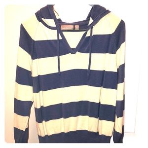 Light blue and white striped hooded sweater 🤍